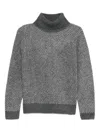 Yerse Textured Chevron Knit Grey Sweater With High Turtleneck In Gray