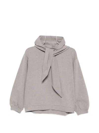 Yerse Tie-detail Hooded Hoodie In Grey