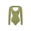 Yes Flâneuse Women's Anastasia V-neck Body With Side Cut-outs Calliste Green In Green