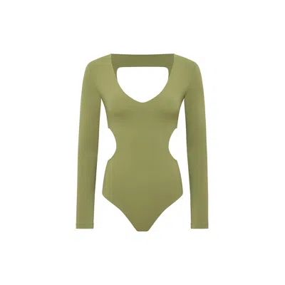 Yes Flâneuse Women's Anastasia V-neck Body With Side Cut-outs Calliste Green