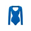 Yes Flâneuse Women's Anastasia V-neck Body With Side Cut-outs Classic Blue In Blue