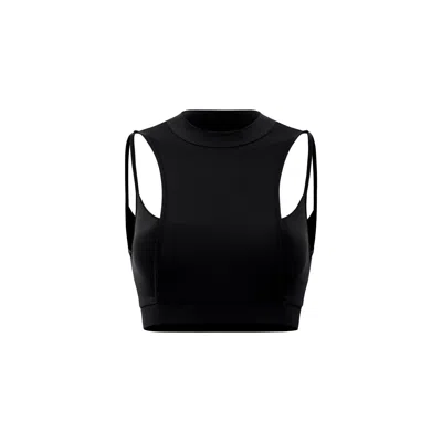 Yes Flâneuse Women's Anna Crew Neck Sports Bra With Spaghetti Straps Black Beauty