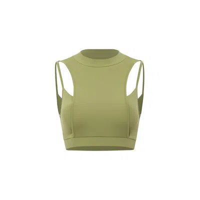 Yes Flâneuse Women's Anna Crew Neck Sports Bra With Spaghetti Straps Calliste Green