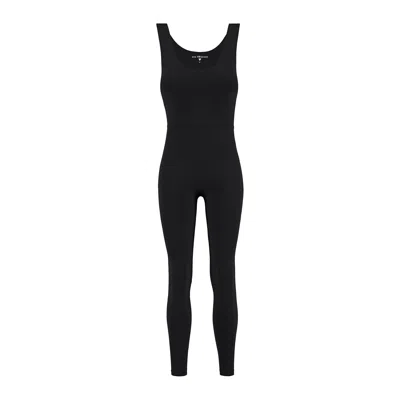 Yes Flâneuse Women's Ariana Compressive Jumpsuit With Ruffle Back Black Beauty