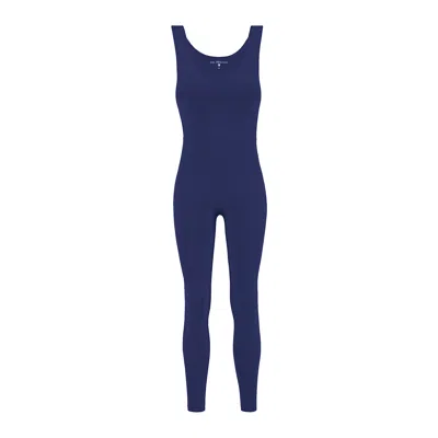 Yes Flâneuse Women's Ariana Compressive Jumpsuit With Ruffle Back Medival Blue