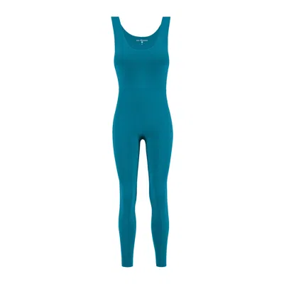 Yes Flâneuse Women's Ariana Compressive Jumpsuit With Ruffle Back Mosaic Blue