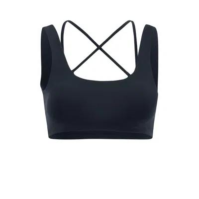 Yes Flâneuse Women's Beatrix Reversible Criss Cross Strap Sports Bra Black Beauty