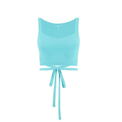 Yes Flâneuse Women's Blue Missy Top With Wrap Around Waist Tie Tanager Turquoise