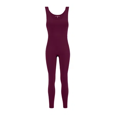 Yes Flâneuse Women's Brown Ariana Compressive Jumpsuit With Ruffle Back Plum Caspia
