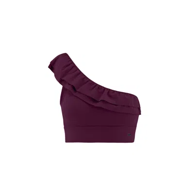 Yes Flâneuse Women's Brown / Black Claudia One Shoulder Ruffled Top Plum Caspia In Brown/black