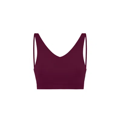 Yes Flâneuse Women's Brown / Black Gisele V-neck Sports Bra With Double Spaghetti Straps Plum Caspia In Brown/black