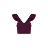 Yes Flâneuse Women's Brown Raquel Ruffled Straps Sports Bra Plum Caspia In Brown