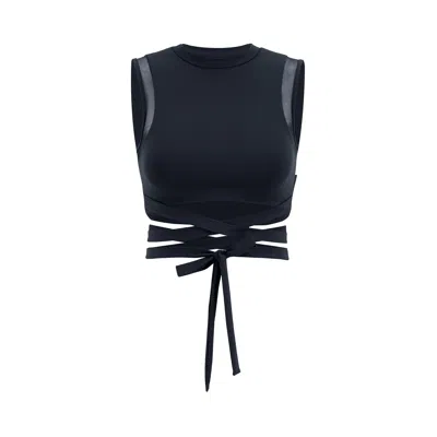 Yes Flâneuse Women's Dina Around The Waist Tie Sports Bra Black Beauty