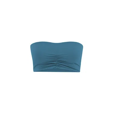 Yes Flâneuse Women's Emma Ruffles Edition Scruch Front Bandeau Top Mosaiic Blue