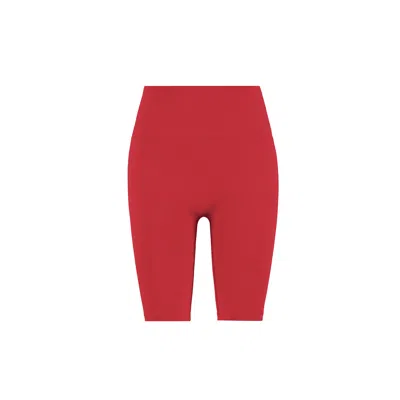 Yes Flâneuse Women's Erin Ruffles Edition Silky Soft Biker Leggings Chinese Red