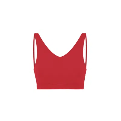 Yes Flâneuse Women's Gisele V-neck Sports Bra With Double Spaghetti Straps Chinese Red