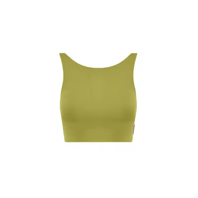 Yes Flâneuse Women's Gold / Green Angela Halter Top With Cross Straps Golden Lime In Gold/green
