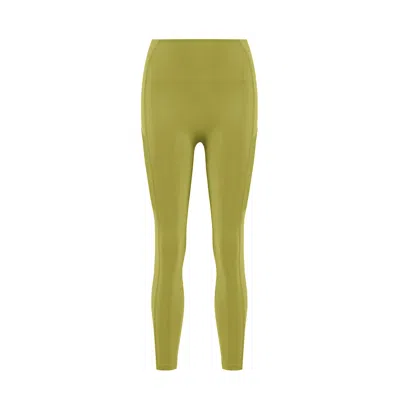 Yes Flâneuse Women's Gold / Green Hope Leggings With Side Mesh Pockets Golden Lime In Gold/green