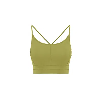 Yes Flâneuse Women's Gold / Green Lana Sports Bra With Tiny Ruffles Golden Lime In Gold/green