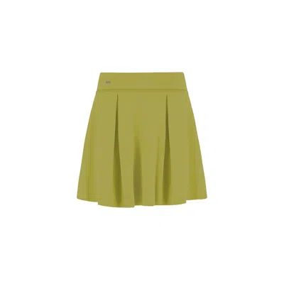 Yes Flâneuse Women's Gold / Green Polly Ruffles Skirt With Detachable Leggings Golden Lime In Gold/green