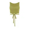 Yes Flâneuse Women's Green / Gold Missy Top With Wrap Around Waist Tie Golden Lime In Green/gold