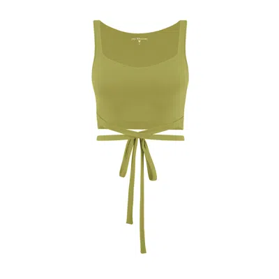 Yes Flâneuse Women's Green / Gold Missy Top With Wrap Around Waist Tie Golden Lime In Green/gold
