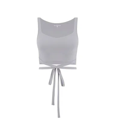 Yes Flâneuse Women's Grey Missy Top With Wrap Around Waist Tie Silver Sconce