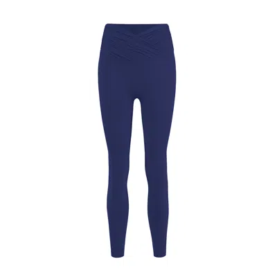 Yes Flâneuse Women's Johanna High Rise Ruffle Waist Leggings Medival Blue