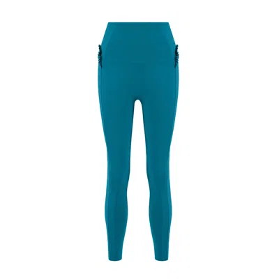 Yes Flâneuse Women's Lana Leggings With Tiny Side Ruffles Mosaic Blue