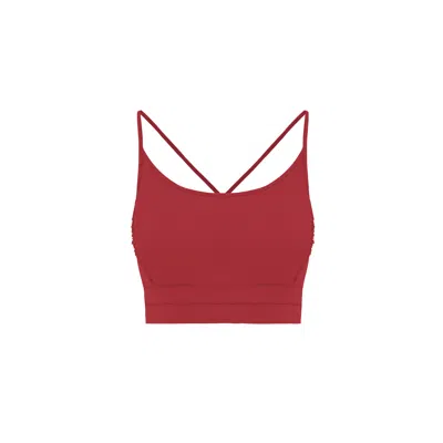 Yes Flâneuse Women's Lana Sports Bra With Tiny Ruffles Chinese Red