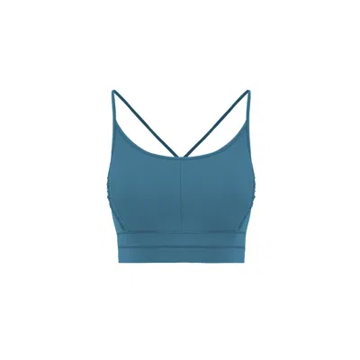 Yes Flâneuse Women's Lana Sports Bra With Tiny Ruffles Mosaic Blue