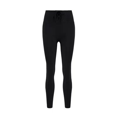 Yes Flâneuse Women's Marcela Leggings With Waist Drawstrings Black Beauty