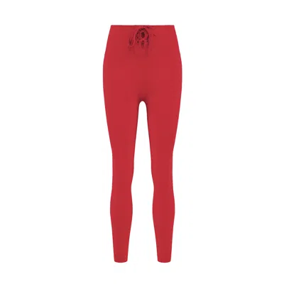 Yes Flâneuse Women's Marcela Leggings With Waist Drawstrings Chinese Red