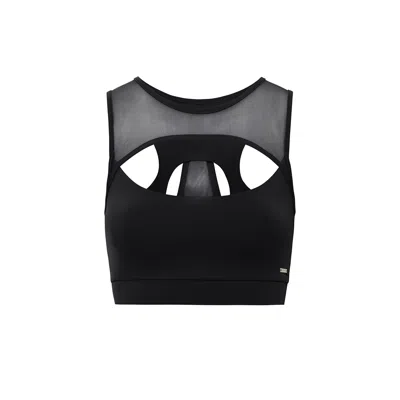 Yes Flâneuse Women's Mercury Sports Bra With Cut-out Details Black Beauty