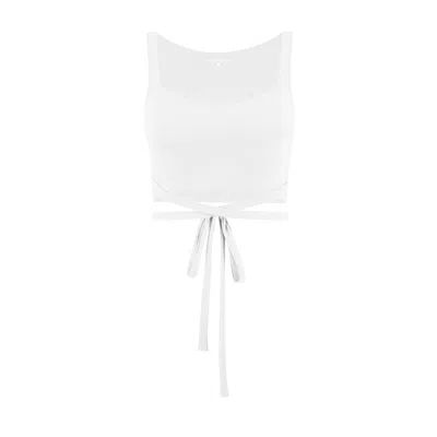 Yes Flâneuse Women's Missy Top With Wrap Around Waist Tie Bright White