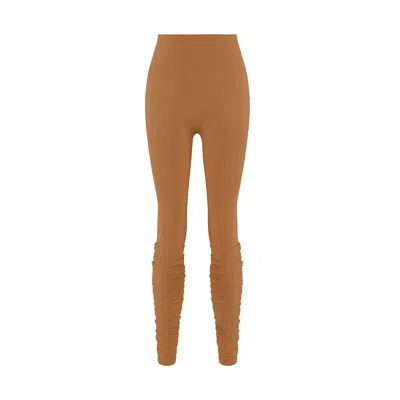 Yes Flâneuse Women's Neutrals Angela Yoga Leggings With Gaiter Sugar Almond In Brown