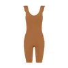 Yes Flâneuse Women's Neutrals Carla Biker Length Jumpsuit With Shoulder Ruffles Sugar Almond In Yellow