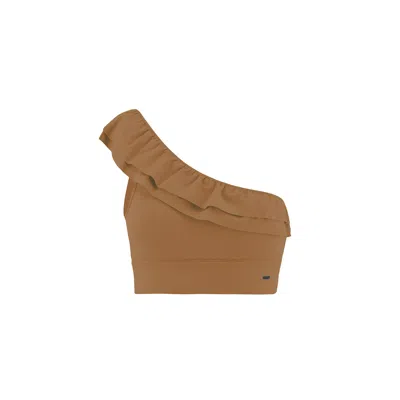 Yes Flâneuse Women's Neutrals Claudia One Shoulder Ruffled Top Sugar Almond In Brown