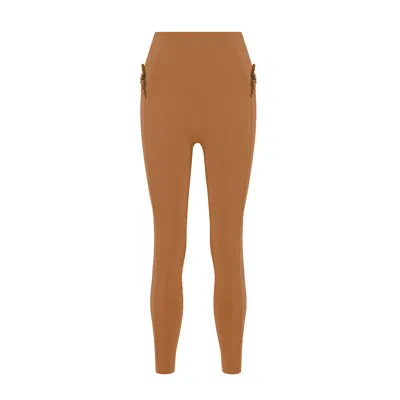 Yes Flâneuse Women's Neutrals Lana Leggings With Tiny Side Ruffles Sugar Almond In Brown