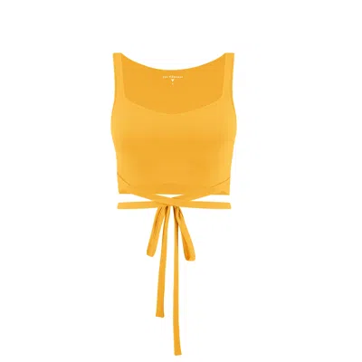 Yes Flâneuse Women's Yellow / Orange Missy Top With Wrap Around Waist Tie Blazing Orange In Yellow/orange