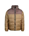 Yes I Am Geometric-print Reversible Padded Jacket In Brown