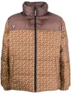 Yes I Am Geometric-print Reversible Padded Jacket In Brown