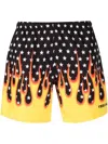 Yes I Am Stars On Fire Printed Swim Shorts In Black