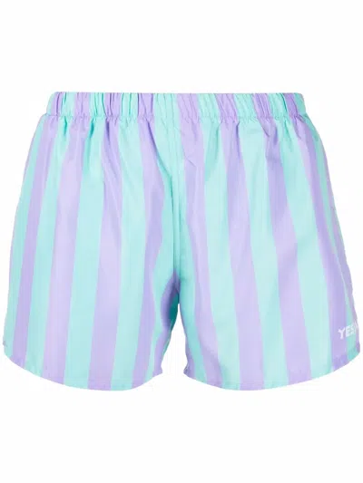 Yes I Am Stripe-print Swim Shorts In Purple