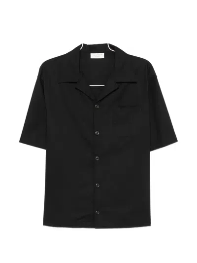 Yes London Camp-collar Short-sleeve Shirt In Black