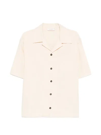 Yes London Camp-collar Short-sleeve Shirt In Gray