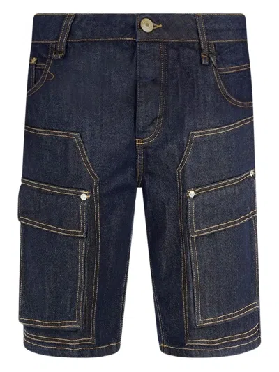 Yes London Cargo-pocket Denim Shorts In Blue
