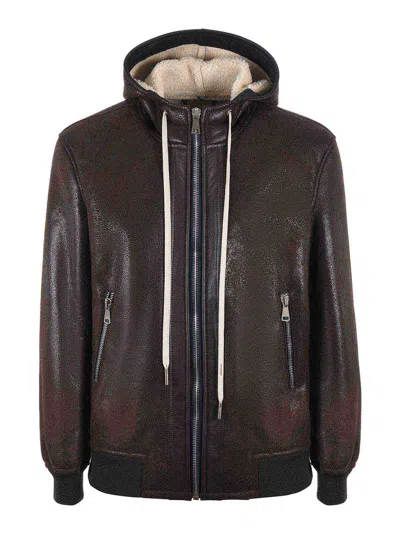 Yes London Faux Sheepskin Jacket In Brown