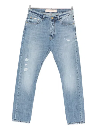 Yes London Distressed Cotton Jeans In Blue