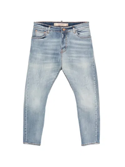 Yes London Distressed Slim-fit Jeans In Blue